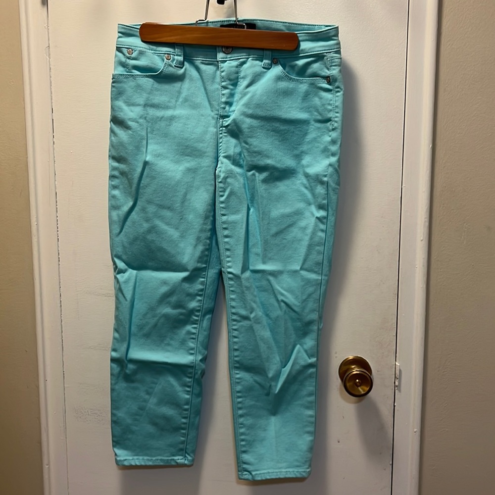 Talbots teal crop slim ankle jean/pant